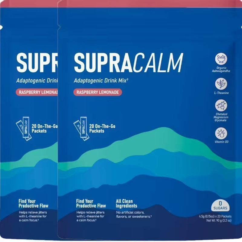 SUPERCALM Powdered Drink - Raspberry Lemonade, Ashwagandha, Magnesium Glycinate, Vitamin D 3, Supplements for Relaxation & Focus