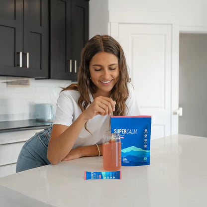 SUPERCALM Powdered Drink - Raspberry Lemonade, Ashwagandha, Magnesium Glycinate, Vitamin D 3, Supplements for Relaxation & Focus